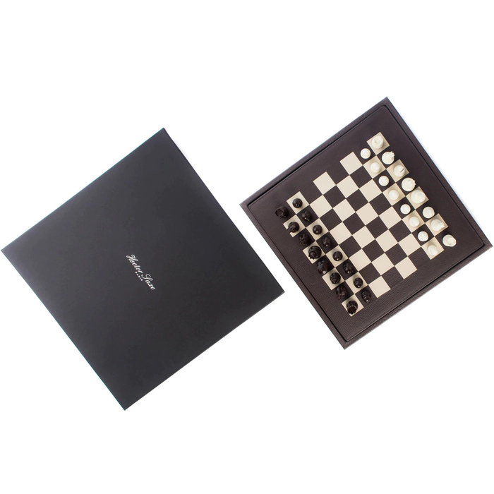 Exclusive Buffalo Brown leather chess Set